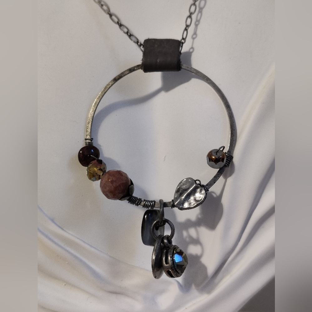 Moon C Paris long pewter necklace